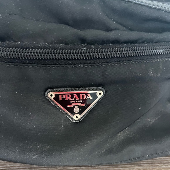 PRADA Re Nylon Saffiano leather travel pouch dopp kitt makeup bag black zip up - Picture 4 of 10